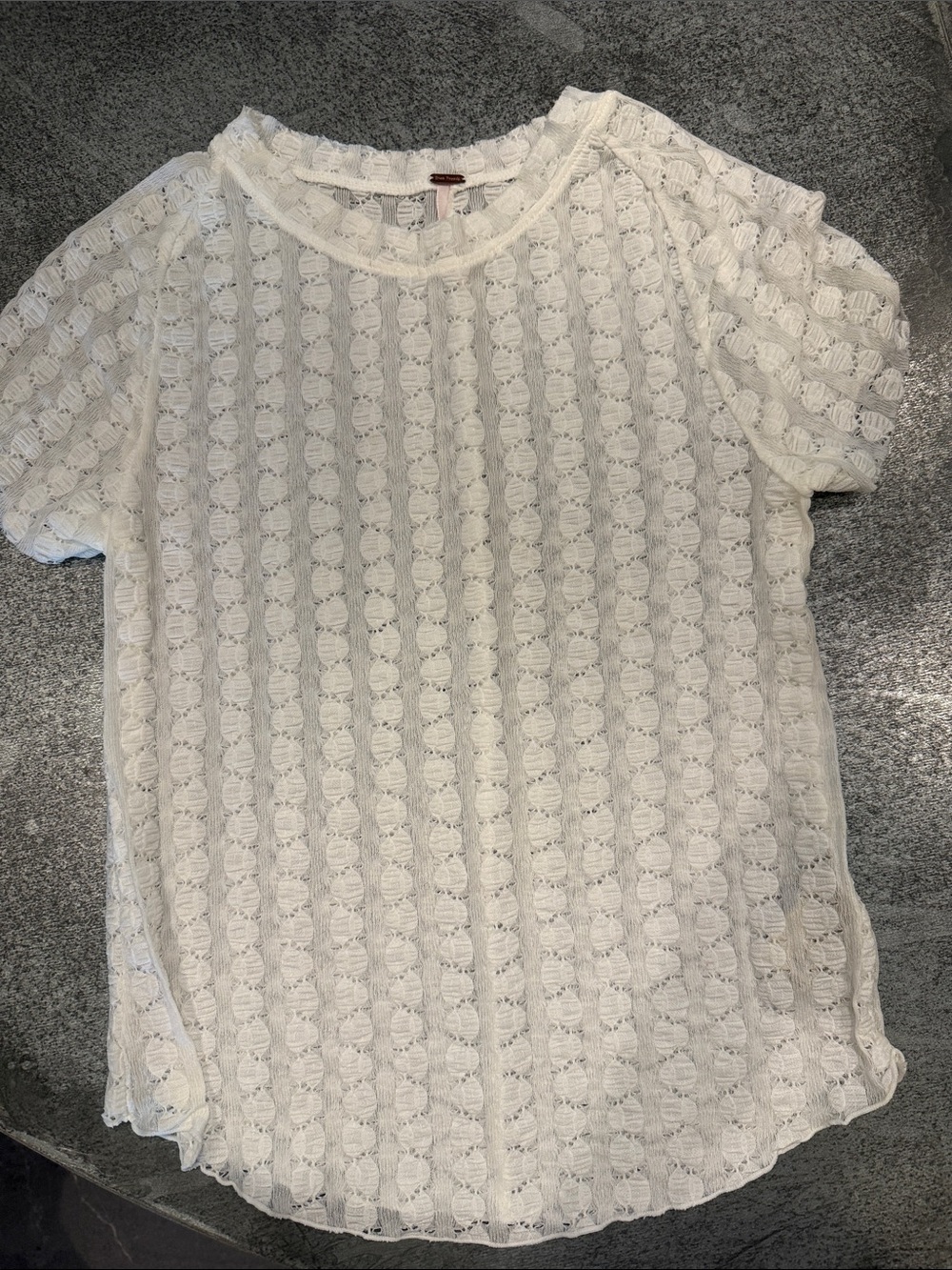 Free People Ivory Eyelet Short Sleeve Top